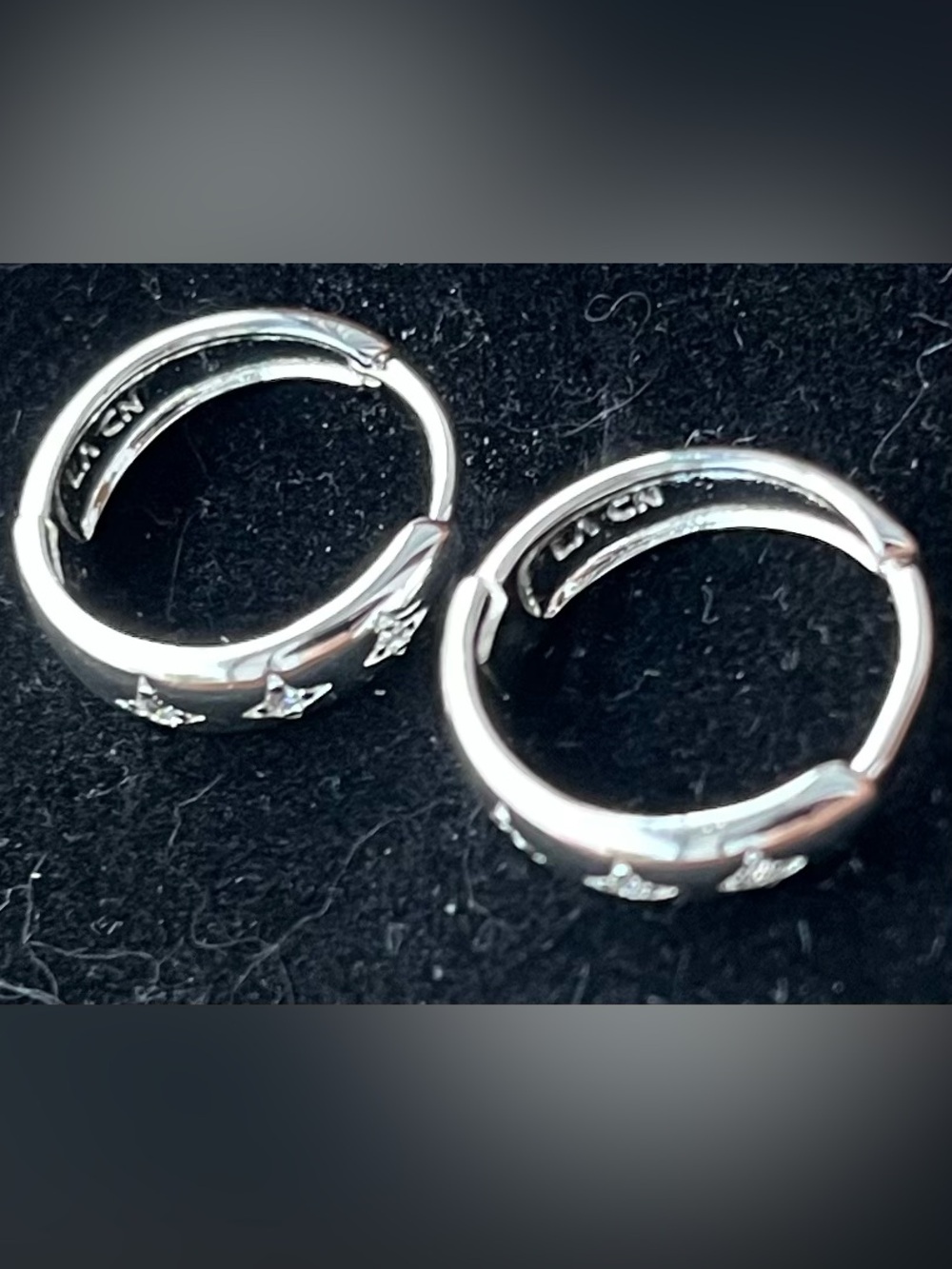 Sterling Plated Star Accent Huggie Hoops